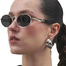 Retro Oval Sunglasses for Women Men Trendy Sun Glasses Classic Shade UV400 Protection-picture-43