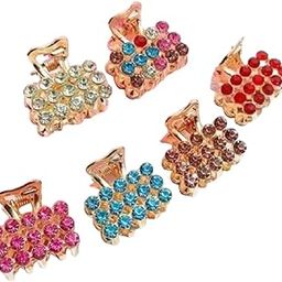 Metallic Multicolor stone studded Hair Ponytail Barrette Clutcher Alligator Buckle/Clip for Women and Girls, pack of 6 - |Hair_Clutcher(20)_D3_P6|-7