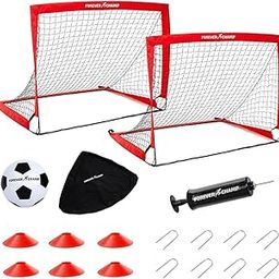 Kids Soccer Goals for Backyard - Includes Two 4'x3' Nets, Ball, Pump, 8 Stakes, 6 Cones, 2 Targets - for Kids Ages 4-10 - Easy to Set Up Soccer-Goal Set-picture-22