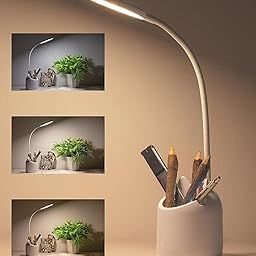 COVACURE Table Desk Lamp Holder, 360° Flexible Rechargeable Led Desk Lamp with Pen & Phone Holder Portable Led Table Lamp for Study with Pen Stand Easy Touch Control Glare Free Lighting 3 Colour-image-69