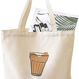 Canvas Tote Bag For Women & Man Tea-Cup Printed Aesthetic Shoulder Bag Zipper Lock Unisex Totebag-image-76