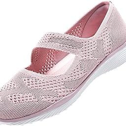 HONHOLD Women Mary Jane Shoes Comfortable Knit Walking Flats Slip On Dressy Shoes Washable Casual Nurse Flats with Arch Support-image-42