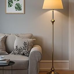 Royal Brass Antique Finish Gold Floor LED Lamp Standing 5Ft Height With Cream Lampshade 16 Inches-image-32