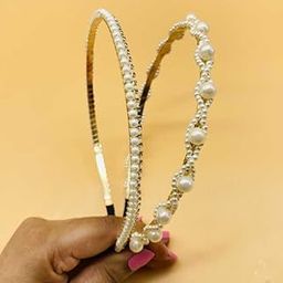 Natth Artificial Beads Decoration Hair Band Headband Made of Imitation Pearls, Alloy and Rhinestone for Kids, Girls and Women, (Pack - 02)-image-55
