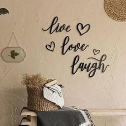 KC Live Love Laugh Wall Art Decor, Black 3D Letters with Hearts, Modern Home Decoration-image-36