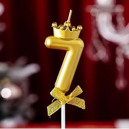 Fun Affairs Number 7 Unscented Candle with Crown for Birthday, Wedding, Engagement, Valentines Day Celebration, Theme Party, Bridal Shower, Bachelor Party Cake Topper for Decoration, Gold 1 pc-image-24
