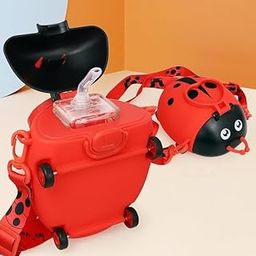 DEEDECORWAVE Ladybug Beetle Premium Water Sipper for Baby – 700ml BPA-Free, Spill-Proof PP Material with Soft Silicone Straw | Leakproof Sippy Cup for Kids 12+ Months (Green) (RED)-2