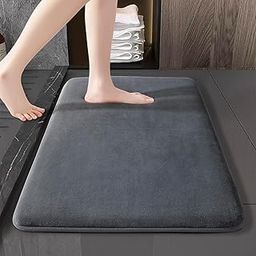 VAS COLLECTIONS Bath Mats Non Slip Anti-Skid - Memory Foam Bathroom Shower, and Tub Rugs Super Absorbent - Quick Dry | Water soak Reliable Bathroom mat. (16" x 24", Grey)-picture-12