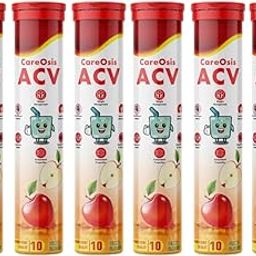 CAREOSIS ACV Effervescent Tablets With Apple Cider Vinegar Pomegranate B6 B12 For Digestion Metabolism Energy Support Sugar Free Vegan Supplement 60 Tablets Total | PACK of -6-26