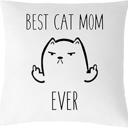 Best Cat Mom Theme Printed Cushion Cover (12x12 Inches)-image-19