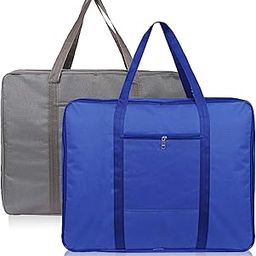 Kuber Industries Small Size Lightweight Foldable Rexine Jumbo Underbed Storage Bag With Zipper And Handle (Grey & Royal Blue)-Pack of 2-image-32