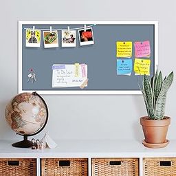ArtzFolio Greys Family Light Slate Gray Colour | Bulletin Board Notice Pin Board | Vision Soft Board Combo with Thumb Push Pins & Sticky Notes | White Frame | 24 x 12 inch (61 x 30 cms)-32