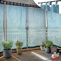 HIPPO 150 GSM Outdoor Sun Blocking Light-filtering Balcony Loop Curtains Sun & UV Protection, Light Filtering 4.5FTX8FT Door Curtain (Cool-Blue)-image-53