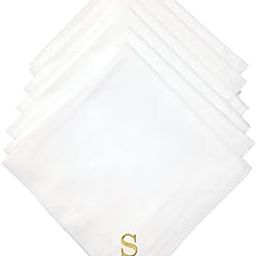 Mrunals fashion- Handkerchief (pack of 6) with ‘S’ Embroidery, Size 45 cm*45 cm, Color white, embroidery color Golden-image-99