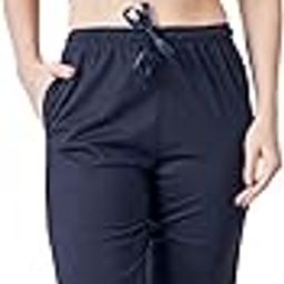 Women's Track Pants Poly Cotton Regular Relaxed fit Mid Rise Pajama | Pull-On Fit with Drawstring | Stylish & Comfortable Activewear Ankle Length-image-99