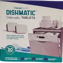 Dishmatic Dishwasher Tablets, Automatic Dishwashing Tablets for Sparkling Clean Dishes Compatible with All Dishwashers (30 Pcs)-image-126