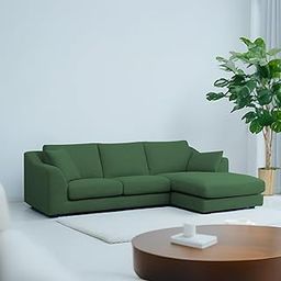 Casaliving Cortina RHS 4 Seater L Shape Sofa Set for Living Room (Green Fabric) Premium Fabric Sofa-image-36