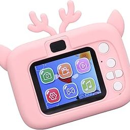 Digital Camera, 20MP Kid Camera 400mAh 2 Inch Display USB Timer Video for School (Pink Yellow)-image-41