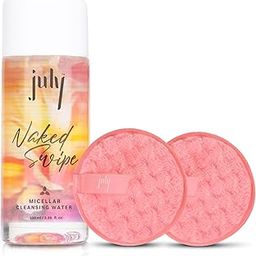 July Micellar Cleansing Water 100ml With Makeup Remover Pad (Pink, Small) | No Rinse Makeup Remover Cleanser | Removes Daily Stubborn Makeup, Waterproof Makeup, SPF & Impurities | All Skin Types-image-3