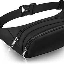 Men’s Waist Bag with Waterproof Pocket & RFID Protection | Lightweight and Adjustable Fanny Pack Belt Pouch for Hiking, Travel & Outdoor Sports (Black)-5