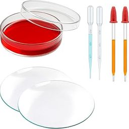 LABXPORT 75mm Petri Dish, 50mm Watch Glass (2 pcs) & 4-Inch Dropper (2 pcs), 3ml plastic dropper (2pcs.) combo – for lab laboratory scientific Experiments Chemistry DIY school college Students Use-8