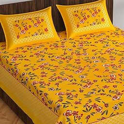 Cotton bedsheet for Double Bed Rajasthani Jaipuri Traditional Floral King Size Double Bedsheet with 2 Pillow Covers -Multicolor18-image-35