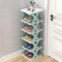 NYALKARAN Plastic Shoe Rack for Home - Stackable Shoe Stand Organizer for Bedroom & Entryway, Collapsible Footwear Storage Shelf, Multi-Purpose Corner Tower, Easy Assembly (Green, 5 Layer)-3