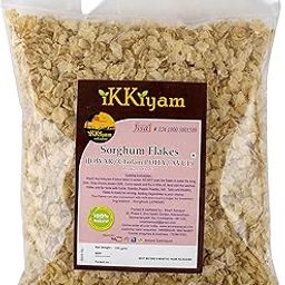 Ikkiyam Jowar Flakes(Poha) | Organic and Premium Cholam/Sorghum(Flakes) | High Fiber Whole Grain Millet Poha | Gluten Free Breakfast Cereal Pohe Best For Weight Loss | Pack of 1 | 250 Gram-image-0