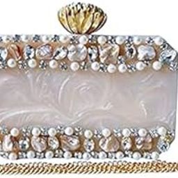 resin clutch White Resin purse handmade embellished pearls and stones, luxury handmade handbag, wedding gift for bridal, Clutches & Evening Bags-image-17