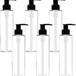 Premium Pet 200ml Empty Clear Plastic Bottles Refillable Travel Size Cosmetic Travelling Containers Small Leak Proof Squeeze Bottles with Pump Lock Option for Oil,Toiletries,Shampoo. (Pack of 3)-15
