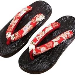 3xJapanese Clogs Slippers Geta Sandals Flip Flops for Men Women Red Round 39-image-1