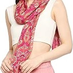 Printed Viscose Scarf for Women, Lightweight Soft Scarves Stoles for Summer & Winter (Size: 183 X 51 cm) Pink-image-67