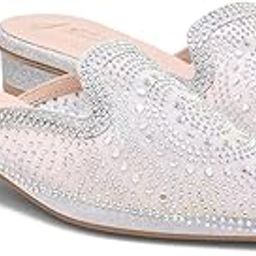 Women's Embellished Mesh low Block Heel Mules | Rhinestone Design | Comfortable Slip-On Pointed Toe Heel Mules For Wedding Party Festival-image-7