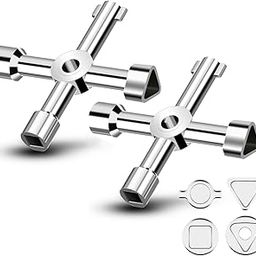 X spring Water Key Tool 4 Way, 2 Pack Universal 4 Way Multi Functional Utilities Key, Meter Box Key Gas Key Meter Key, Service Cross Key for Electric Water Gas Meter Box Cupboard Cabinet Opening Key-52