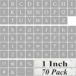 1 Inch Alphabet Stencils for Painting - 70 Pack Letter and Number Templates With Signs for Wood, Reusable Stencils for Chalkboard, Wood Signs & Wall Art-23
