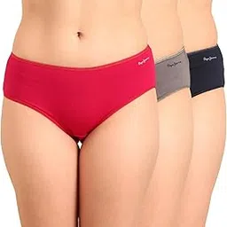 pepe jeans Women's Cotton Blend Classic Solid Briefs-picture-5