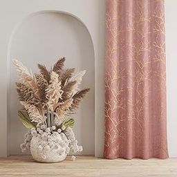 Prozone New Luxurious Sheer Curtain Pink Color Leaf Designing (7FEET,2PCS)-12