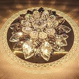 swanart Crystora 30cm LED Crystal Ceiling Light – Multi-Color Rotating Flower Chandelier – Luxurious Modern Crystal Flush Mount Light for Stylish Interiors – Decorative Lighting for Home & Hallways-picture-15