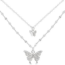 Necklace Chain Fashion Shiny Butterfly Necklace Lady Exquisite Double Layer Clavicle Chain Necklace Pendant Necklace For Womens-image-112