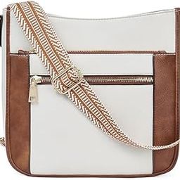 Faux Leather Shoulder Sling Bags for Womens and Girls - Stylish Ladies Crossbody Bag with Adjustable Strap (White and Brown)-image-49