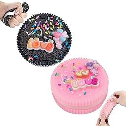 2 Pcs Taba Squishy, Biscuit Squishy Toy, Pink and Black Fufu Squishy Toy for Office Environments Stress Relief Sessions Home Relaxation-image-7