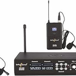 THE L.T TUNES Studiomaster XR-80 LL UHF Wireless Dual Lavalier Microphone System – Clip-On Mics with Receiver for Conferences, Stage & Training.-image-69