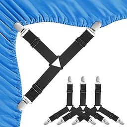 BEADNOVA Bed Sheet Straps 4 Pcs Triangle Bed Sheet Holders Fitted Sheet Clips Adjustable Sheet Suspenders Mattress Fasteners Gripper Corner Clips for Bed Mattress Cover Fitted Bed Sheets Sofa Cushion-picture-5