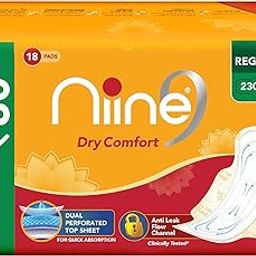 Niine Dry Comfort Regular Sanitary Pads for women | 18 pads, Pack of 1| Suitable for Light Flow| Faster Absorption | Prevents Wetness & Leakage-picture-11