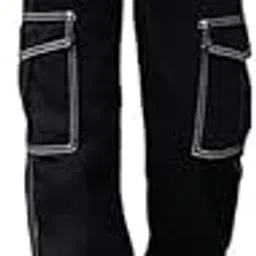 Kolva Utility Cargo Joggers for Women| Comfort fit| Multipurpose| Pockets| Cotton| Regular Fit (Black)-picture-0