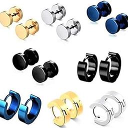 COLOUR OUR DREAMS earrings combo for men women boys girls Friends mens Fashion Western Stainless Steel Black Blue Silver gold multi Magnetic Piercing pressing Hoop Bali Ear rings for unisex-image-74
