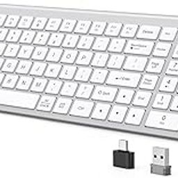 JOYACCESS Wireless Keyboard, Ergonomic,Dustproof,2.4G Slim and Compact Quiet Wireless Keyboard with Number Keypad for Windows, MacBook Pro/Air, Laptop, Desktop, PC-Sliver&White-image-79
