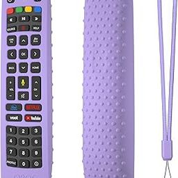 Oboe Silicone TV Remote Cover 'Compatible with' Jio Tv Remote Protective Case with Lanyard (Lavender Purple) [Remote NOT Included]-0
