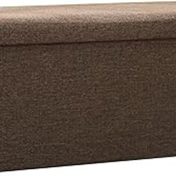 UJEAVETTE Storage Ottoman Portable Space Saving Multifunctional for Hallway Office Brown-image-11