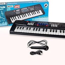 Toyrist Portable Musical Piano Keyboard with Microphone |37 Keys, 8 Rhythms, 8 Tones with 6 in-Built Demos & Song Record Feature|Black Color Dual Power Supply Source Micro USB Cable-25